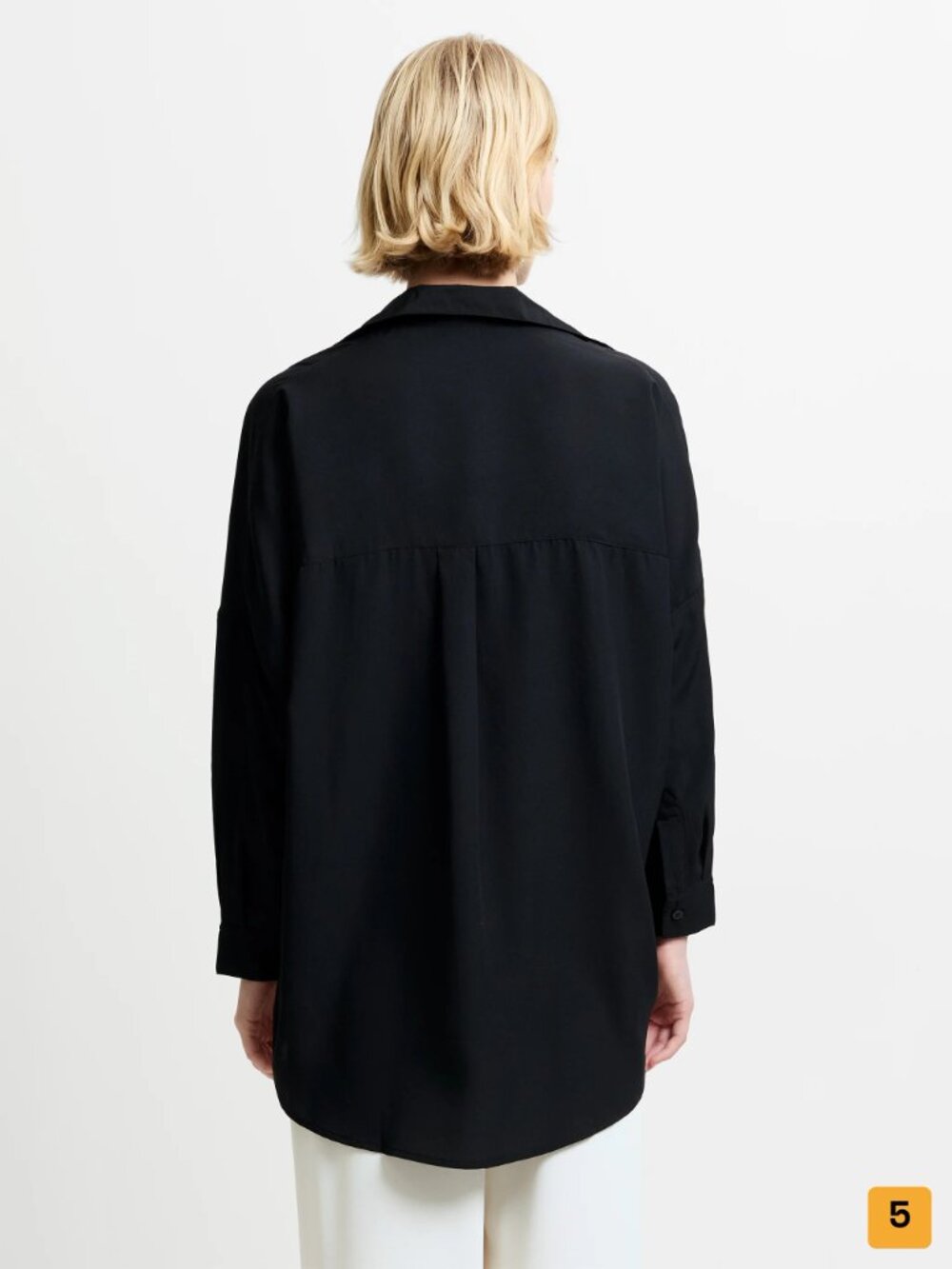 French Connection Rhodes Poplin Popover Shirt Women's M Black Cotton Oversized - Picture 3 of 5
